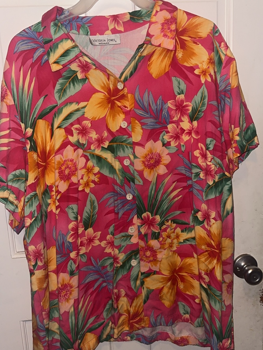Pink Floral Button-Front Women's Top